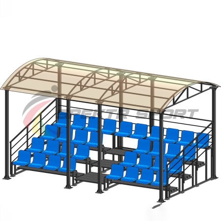 Купить Трибуна для зрителей 4 ряда на 34 места с навесом и перилами в Ногинске 